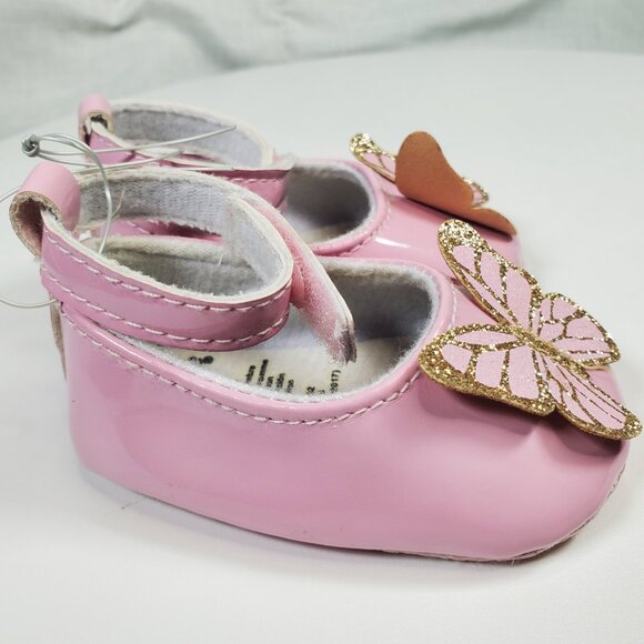 Pink Infant Shoes Butterfly Size 0-3 Months Never Worn - Picture 6 of 8